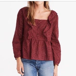 Madewell Eyelet Long Sleeve Blouse - Size S